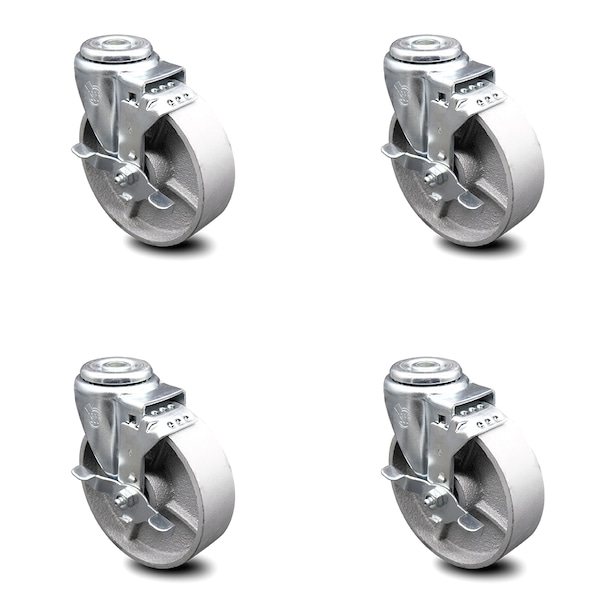 5 Inch Semi Steel Wheel Swivel Bolt Hole Caster Set with Brake